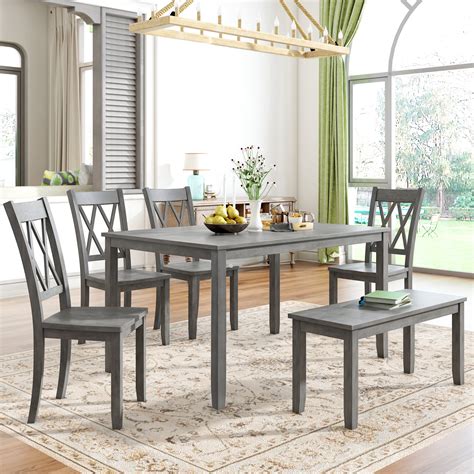 Buy Wood Dining Table And Chair Set Of 6 Dining Room Set For 6 Persons