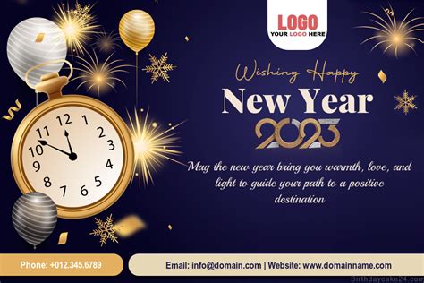 Professional New Year 2023 Greeting Card With Logo Happy New Year Logo