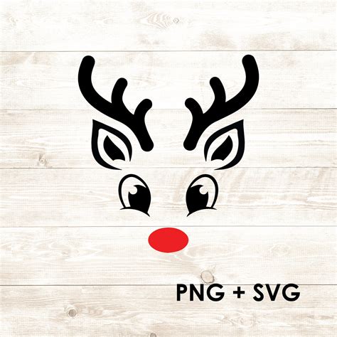Cute Happy Rudolph Reindeer With Red Nose Svg Png Digital Etsy