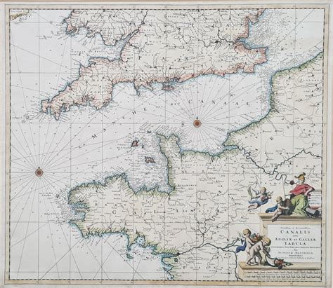 Antique Maps English Channel Chart By Justus Danckerts C 1690