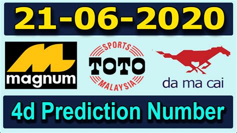 Sports toto 6d is played 3 times a week on wednesday, saturday and sunday as well as the first tuesday of the month. 21-06 2020-Magnum Toto Damacai 4d Prediction Number 4d ...