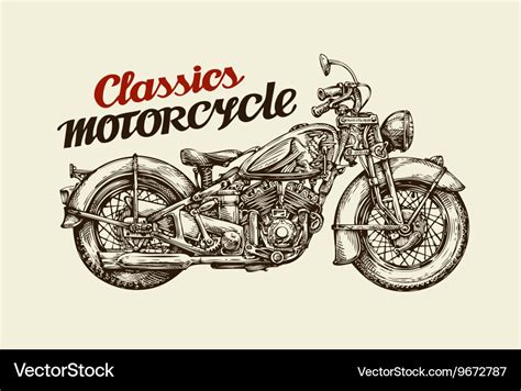 Classics Motorcycle Hand Drawn Vintage Motorbike Vector Image