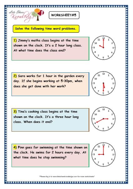 Free download of several worksheets organized by topics for students in grade 4. Grade 3 Maths Worksheets: (8.5 Time Problems) - Lets Share ...