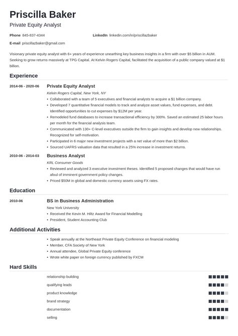 Private Equity Resume Examples And Guide 10 Tips