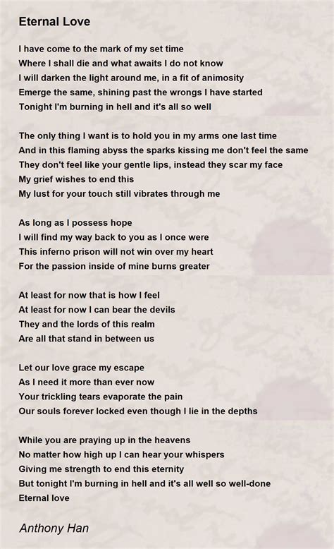Eternal Love By Anthony Han Eternal Love Poem