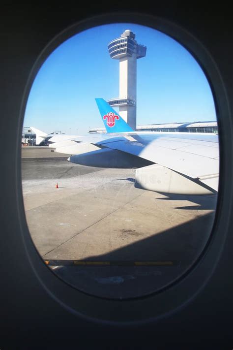 Southern China Plane And Air Traffic Control Tower At John F Kennedy