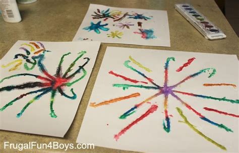 Fireworks Art For Kids With Glue Salt And Watercolors Fireworks Art