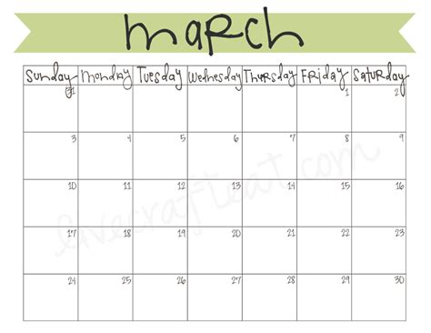 March 2013 Calendar Free Printable Live Craft Eat