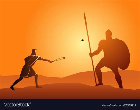 Biblical Vector Illustration Of David And Goliath Download A Free