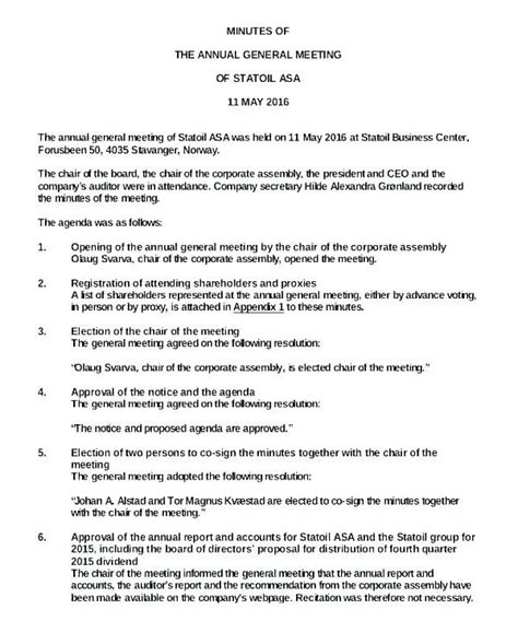 Example of meeting minutes company name date (day/month/year) location of meeting (including floor and conference room designation). draft specimen of annual general meeting of housing ...