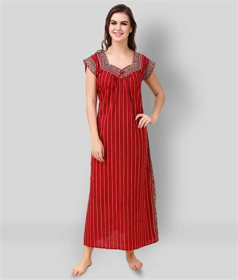 Buy Masha Red Cotton Womens Nightwear Nighty And Night Gowns Pack Of 1 Online At Best Price