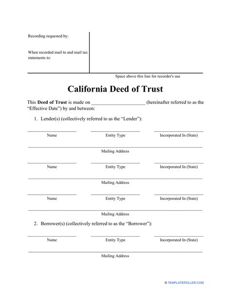 California Deed Of Trust Form Fill Out Sign Online And Download Pdf