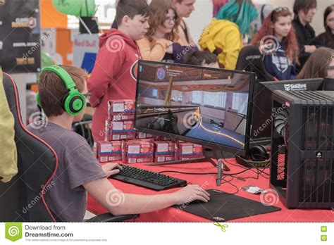 Young Boy Play Game On Personal Computer At Animefest Editorial Photography Image Of Animefest