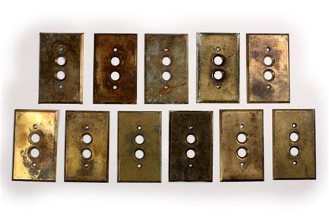 Antique Brass Push Button Light Switch Plate Covers Six Available