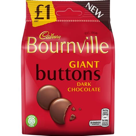 Bournville Dark Chocolate Giant Buttons £1 95g 10 Pack