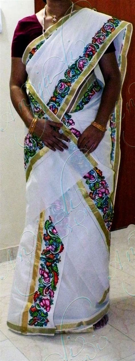 Kerala Mural Painting Design On Saree I Pinned From Anjali Vilasini I