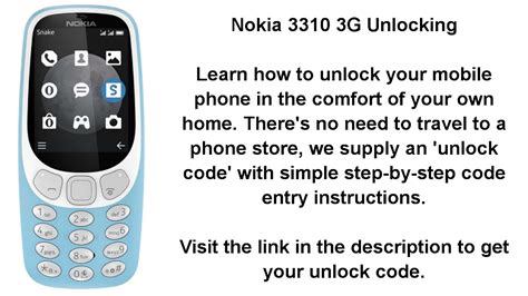 I'm showing, how to use. Unlock Nokia 3310 3G - SIM Network Unlock PIN - YouTube
