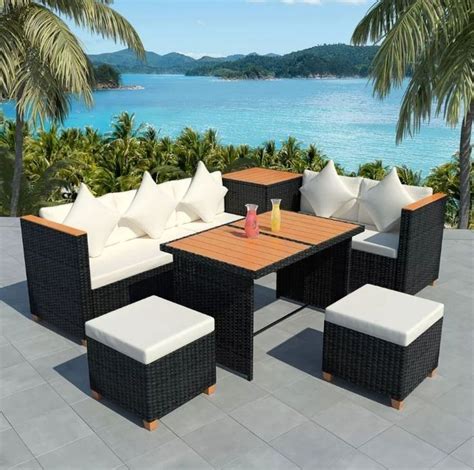 Octane - Salon de jardin avec coffre de rangement 7 pièces résine