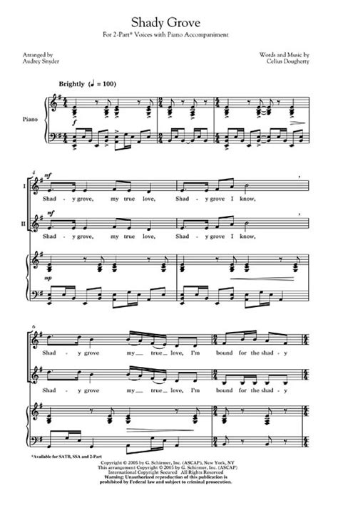 Shady Grove Sheet Music By Celius Dougherty Sku 50485796 Stantons