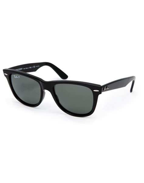 Ray Ban Leather Wayfarer Sunglasses In Black For Men Lyst