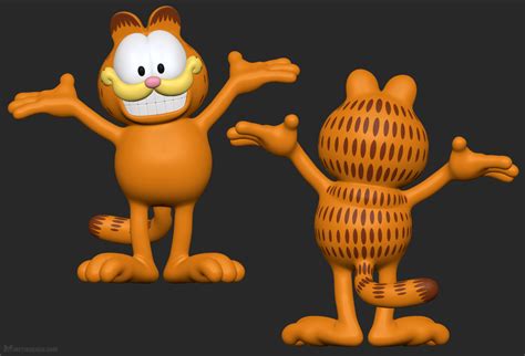 Garfield 3d Model For A Realtime Application This Is The High Poly