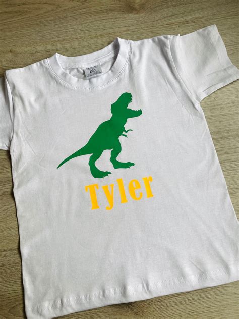 Personalized Dinosaur T Shirt Vinyl Print With Your Childs Etsy