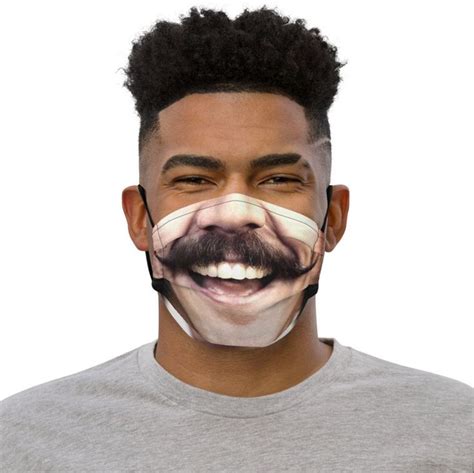 Funny Moustache Smiley Face Mask Etsy In 2020 Face Mask Photo Mask