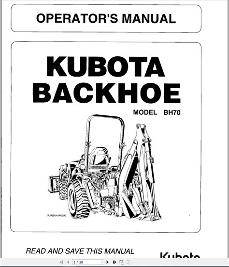 Kubota Backhoe Operator Manual And Part Manualen