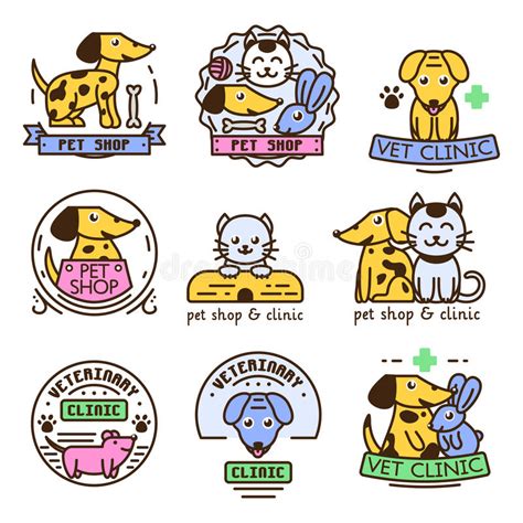 Pet Badge Vector Graphic Sticker Set Domestic Insignia Cat Dog
