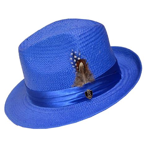 Bruno Capelo Royal Blue Fedora Straw Hat Ve 734 4990 Upscale