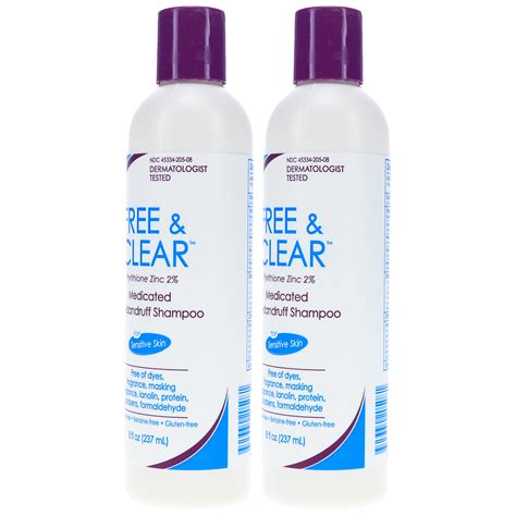 Free And Clear Medicated Anti Dandruff Shampoo 8 Oz 2 Pack