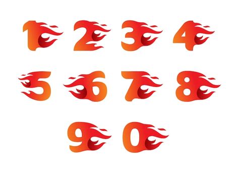 Number Collection With Fire Style Vector Free Download