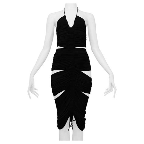 dolce and gabbana black open slit dress 2003 for sale at 1stdibs