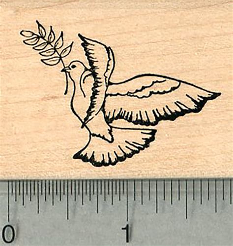 Peace Dove Rubber Stamp With Olive Branch Facing Left