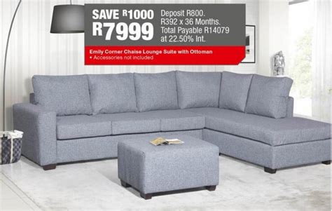 Emily Corner Chaise Lounge Suite With Ottoman Offer At Ok Furniture