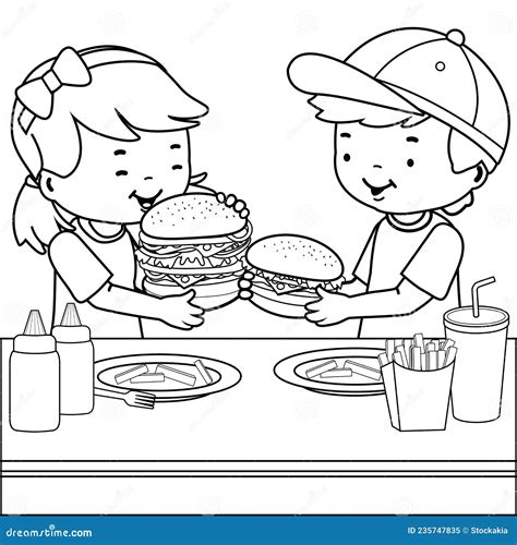 Coloring Pages Children Eating