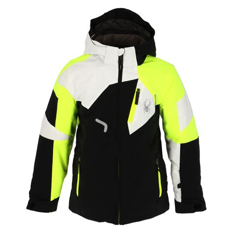 Spyder Leader Ski Jacket Kids Black Bryte Yellow White