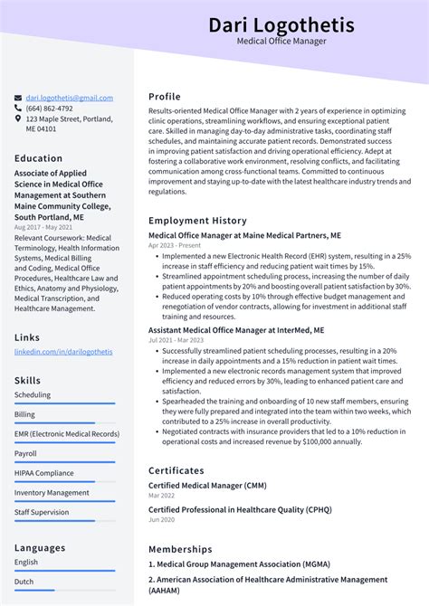 Top 16 Medical Office Manager Resume Objective Examples