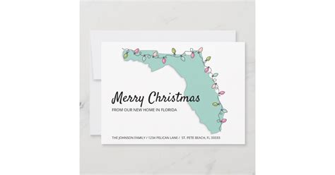 Merry Christmas Florida Map New Home Announcement Zazzle