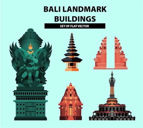 Premium Vector Set Of Bali Indonesia Landmark Building For Travelling