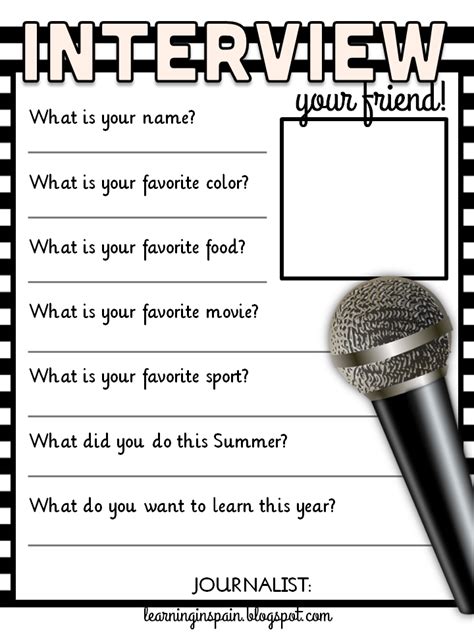 Interview Your Friend Free Printable 2nd 2nd 2nd Grade Pinterest