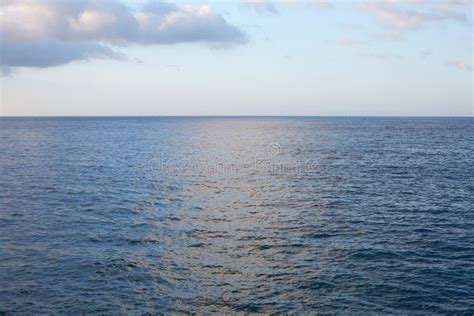 Mediterranean Blue Calm Sea With Horizon In The Morning Stock Photo