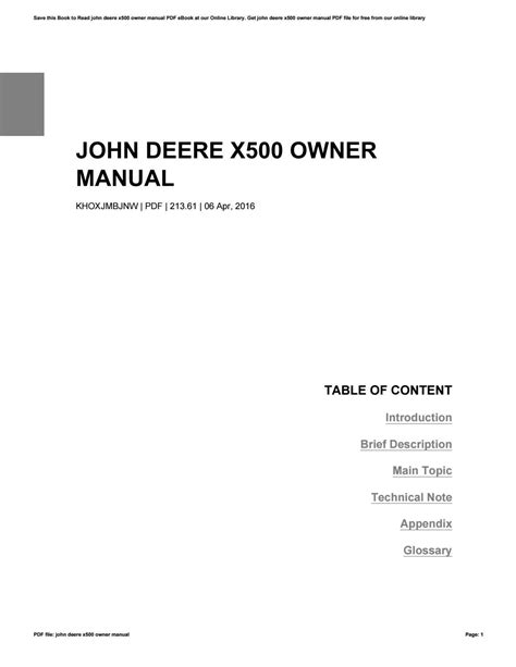John Deere X500 Owner Manual By Gloria Issuu