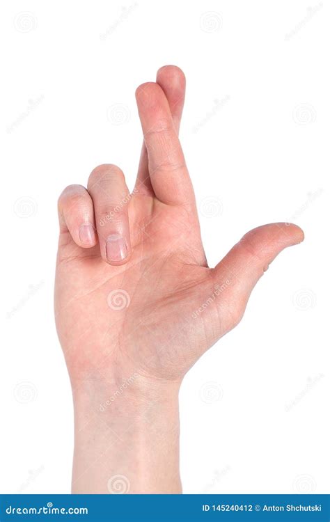 Finger Crossed Hand Sign Good Luck Symbol Isolated On White Crossed