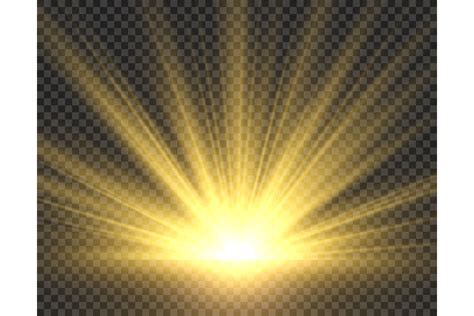 Sunlight Isolated Golden Sun Rays Radia Graphic By Yummybuum