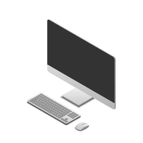 Set Of Computer Monitor Keyboard And Mouse Isolated On White