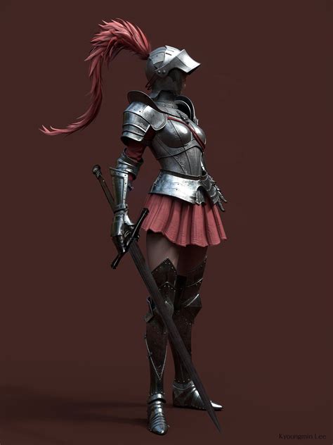 Artstation Knight 騎士 기사 Kyoungmin Lee Female Armor Fantasy Female