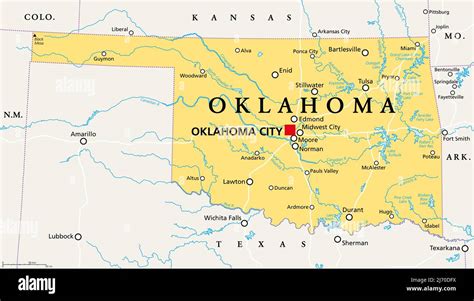 Oklahoma Ok Mappa Politica Con La Capitale Oklahoma City Città