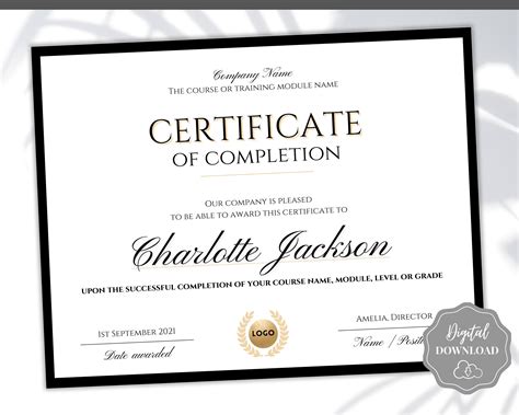Certificate Of Completion Template Portrait