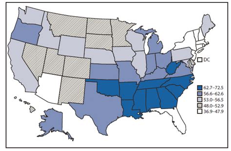 Quickstats Age Adjusted Death Rates From Stroke† For Persons Aged ≥18 Years — United States